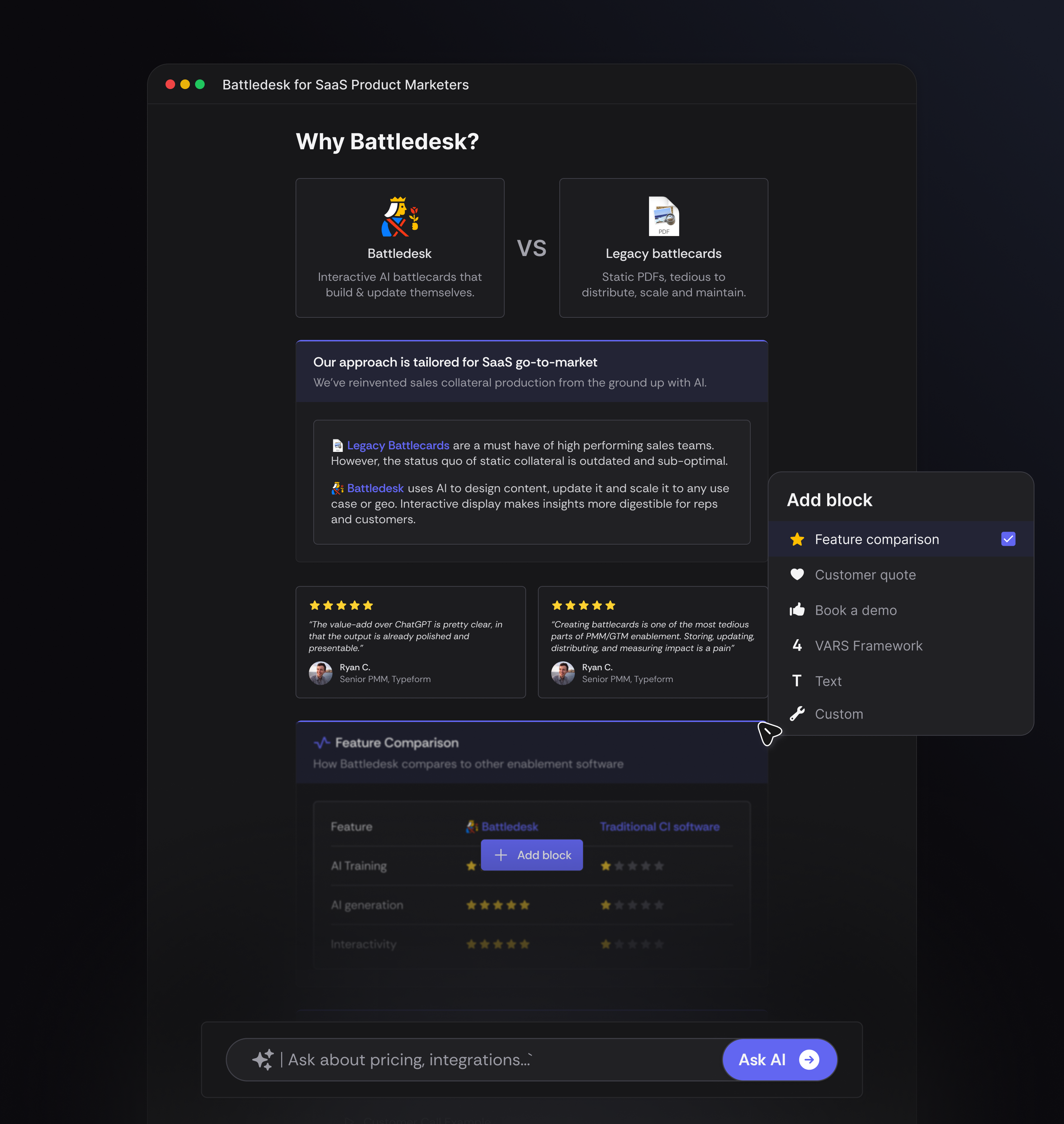 Battledesk product screenshot